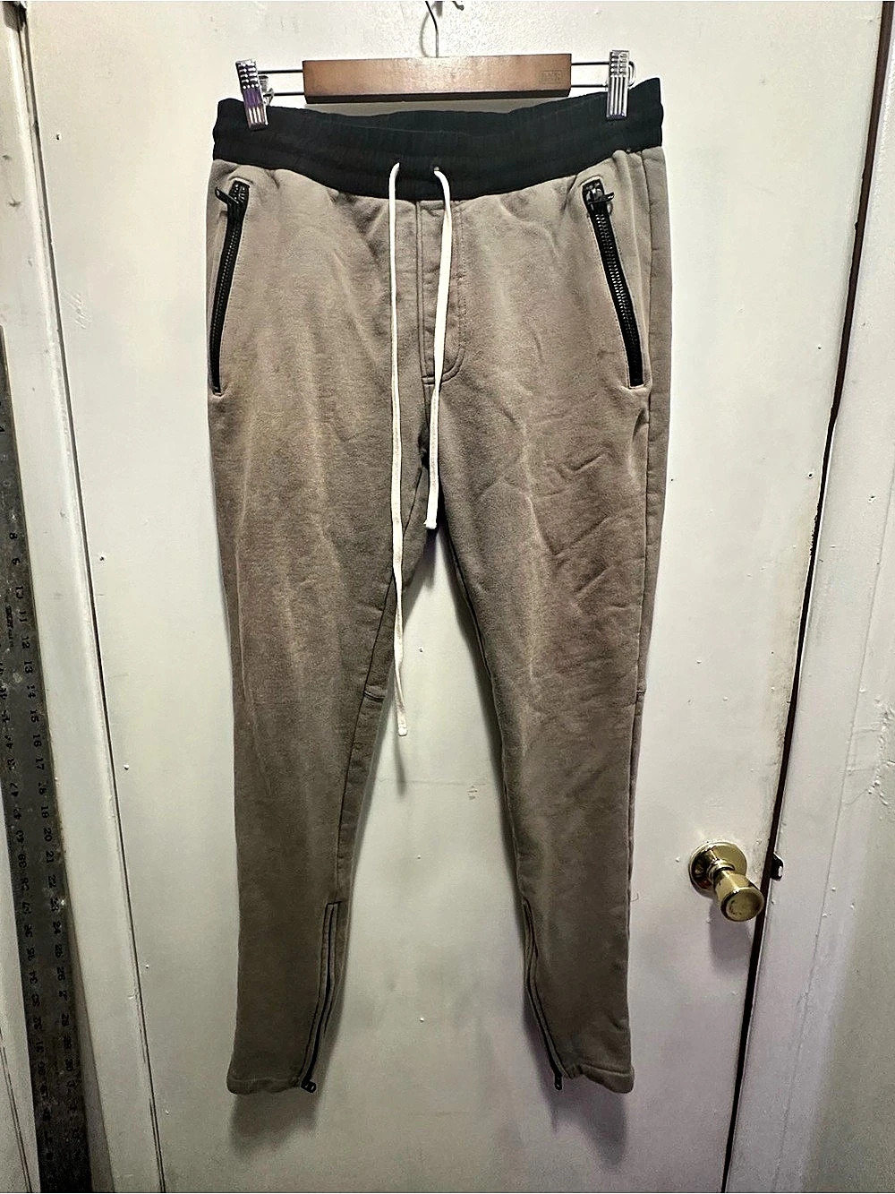 FOG Fear of God Essentials Gray Black Zip Sweatpants Joggers Size S